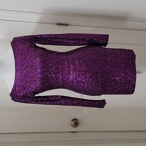 Unbranded Unsized Purple Sequin Bodycon Mini Dress, Back Zipper Closure